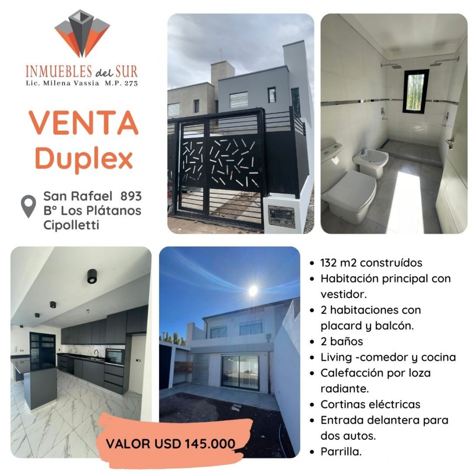 Duplex 3 dormitorios en Cipolletti