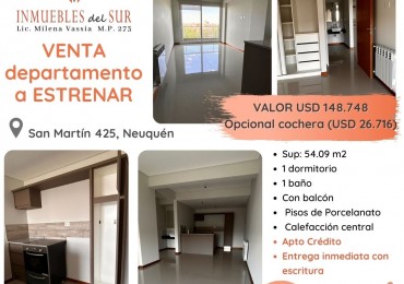 VENTA Departamento de 1 dormitorio a estrenar en Neuquen